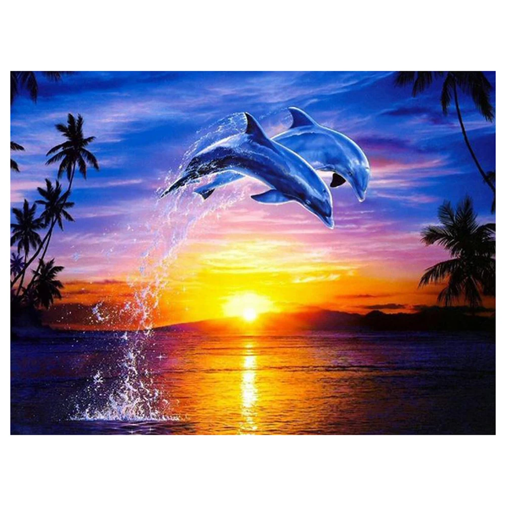 

Dpsupr Diamond Painting 5D Full Square/Round Animal Dolphin Daimond Rhinestone Embroidery Painting Cross Stitch Mosaic Gift Hdf