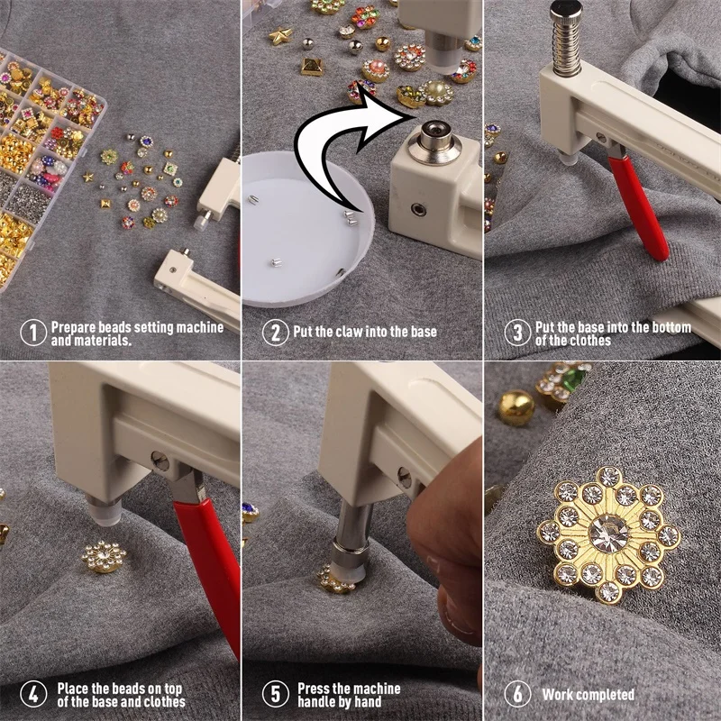 

All Sizes Manual Round Pearl Fixing Machine Pearl Attach Machine for Garments Tools Rivet Crafts Clothes Decoration