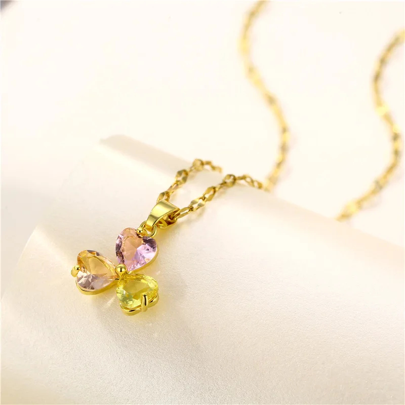 

Женская цепочка с подвеской в виде сердца и цветка, 3 цвета