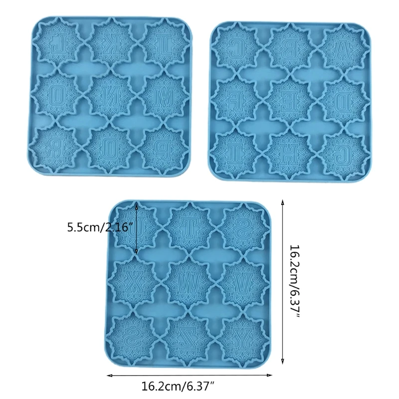 

3 Pcs Mandala Alphabet Epoxy Resin Mold 26 Letters Keychain Silicone Mould DIY Crafts Fridge Magnets Phone Grips Ornaments T84A