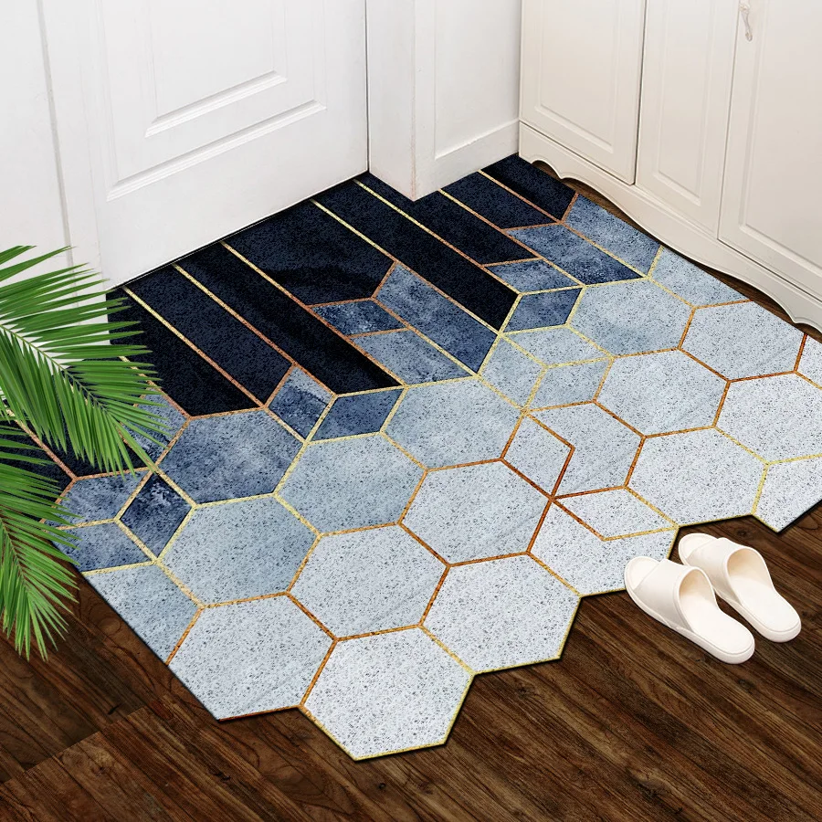 

Geometric Floor Carpet Mat Porch Entrance Doormat Outdoor Mud-removing Sand-stripping Area Rugs Non-Slip Carpets for Living room