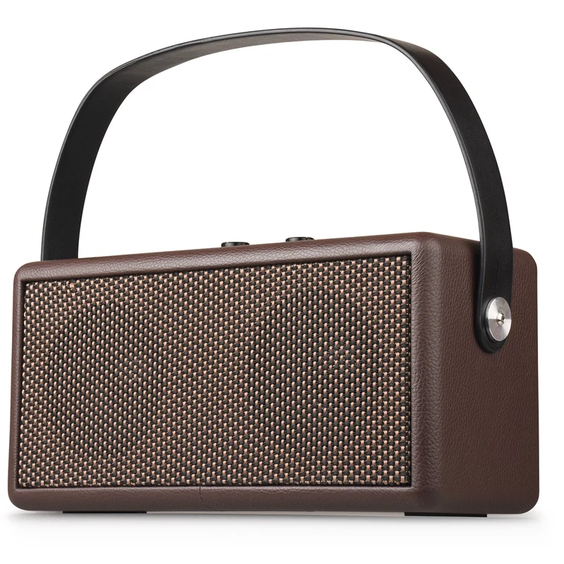 

D30 Retro Wood Double Speaker Bluetooth Speaker Home Computer Mobile Phone Outdoor Portable Leather Audio