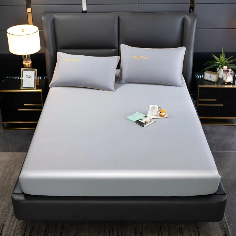 

100% Cotton Fitted Sheet With Elastic Band Non Slip Adjustable Mattress Cover for Single Double King Queen Size (no pillowcases)