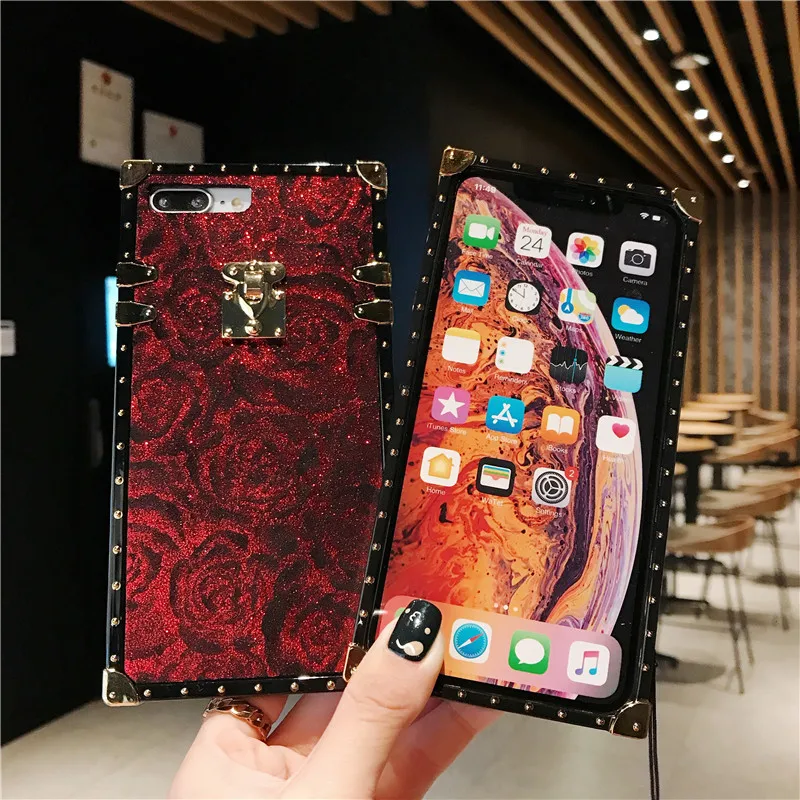 Модная розовая квадратная коробка для Oppo F9 F5 A3s F11 Pro F3 F7 R17 Pro IQOO A83 A3 A5 роскошные чехлы для телефонов Fundas Cobar Coque