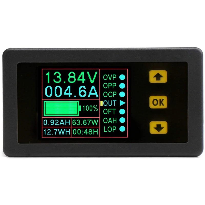 

Bidirectional Volt Amp Meter, 90V 300A Voltage Current Battery Capacity Amp-Hour Watt-Hour Power Time Monitor Tester