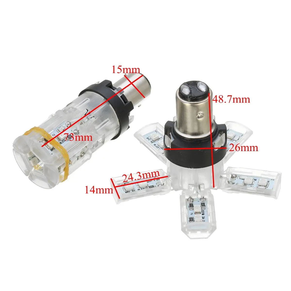

2pcs 12V BAY15D Car LED Light Bulbs Red Rear Stop Parking Lights 41SMD Side Marker Light Auto Turn Signal Lamp Bulb