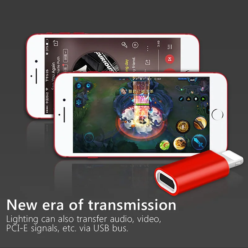 ! USB адаптер ACCEZZ с подсветкой для Micro OTG Apple iPhone X XS XR синхронизация данных Android на