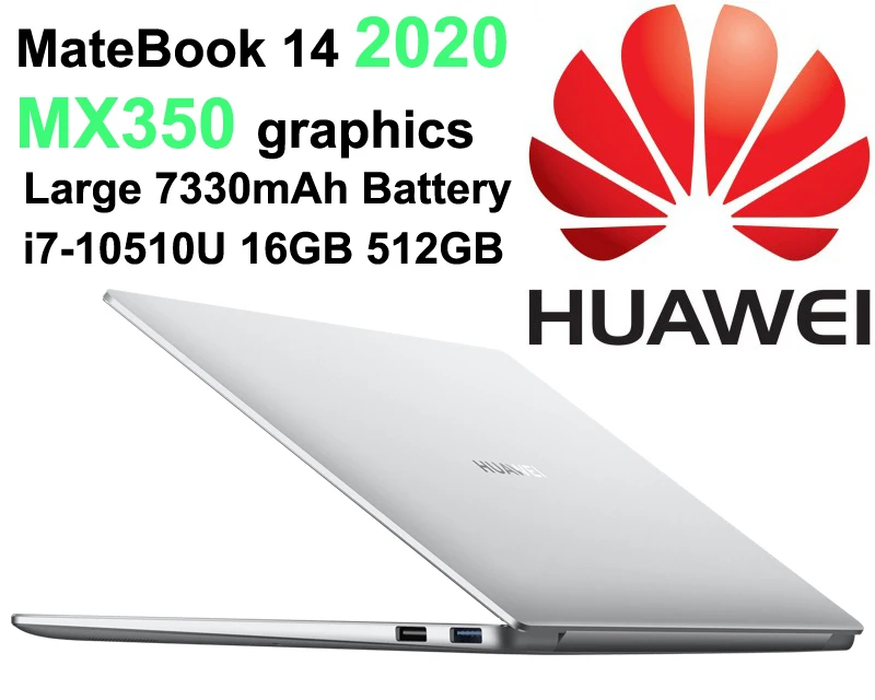 2020 лучший ноутбук HUAWEI MateBook 14 с NVIDIA MX350 DDR5 графика i7 10510U 16 Гб ОЗУ 2K сенсорный экран