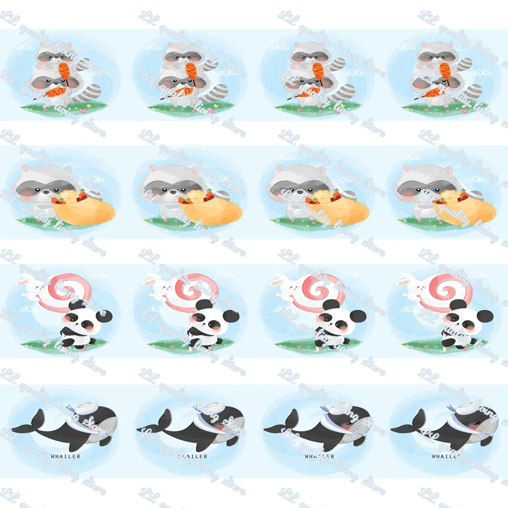 

WL 16mm 22mm 25mm 38mm 50m Cartoon Animal Grosgrain Ribbon Gift Wrapping Bowknot Diy Party Decoration Accessories Animal Collar