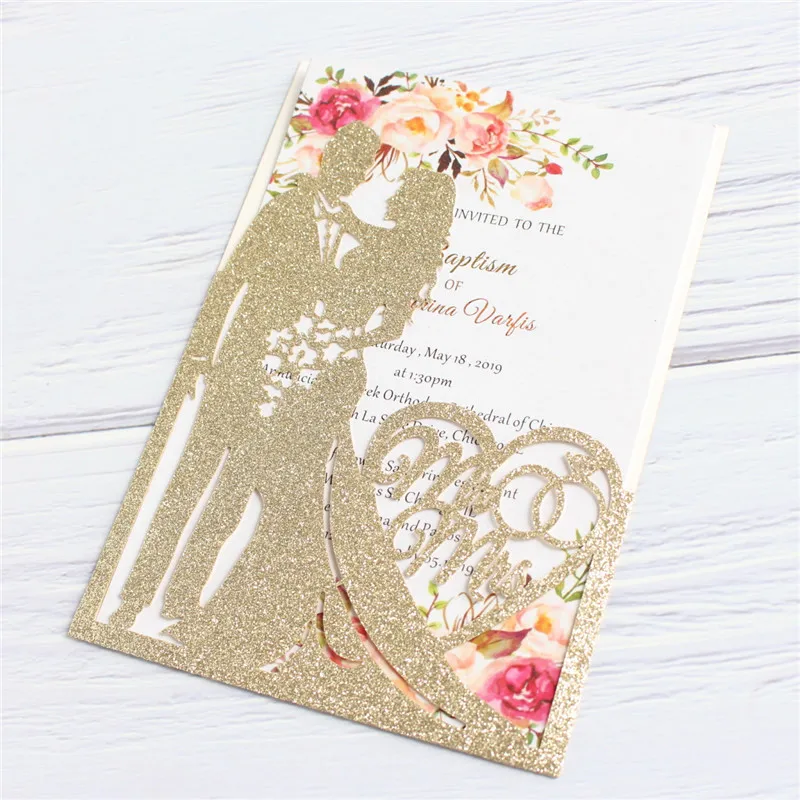 Романтическое свадебное приглашения Mr Mrs laser cut card свадебный душ экономия дня