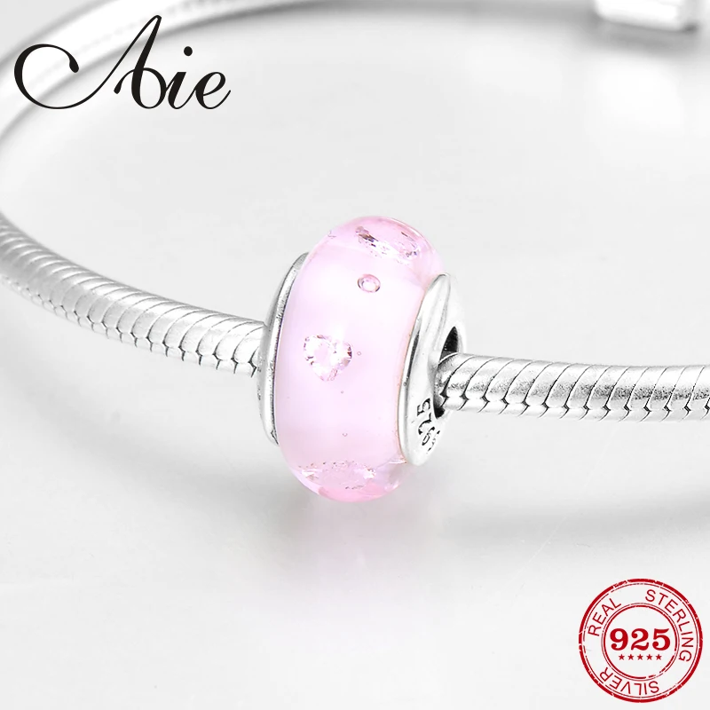 Бусина Шарм из серебра 925 пробы с розовым сердцем|Бусины| |