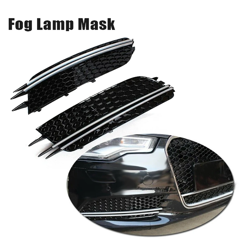 

Car Front Bumper Fog Lamp Frame Grille Cover RS6 Style For- A6 C7 Sedan 2012 2013 2014 2015