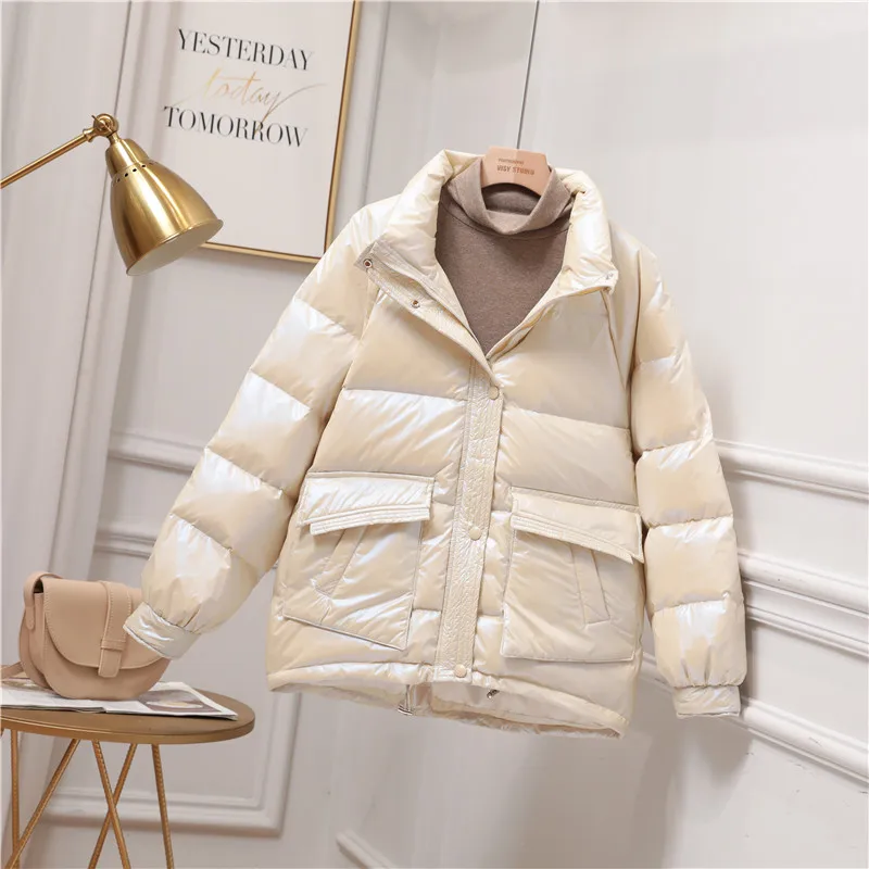 

jacket female brief paragraph 2020 han edition fashion students loose white duck down the new season a clearance sale