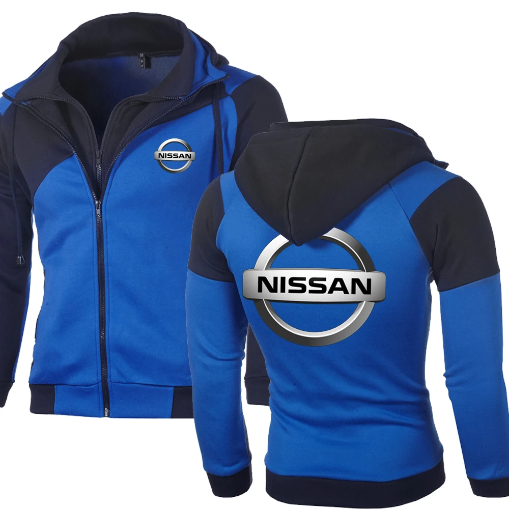 

Spring Autumn NEW Men Sweatshirt Nissan Logo Jacket Sweatshirts Double Zipper Hoodie Cotton Pullover Sports Wear Coat