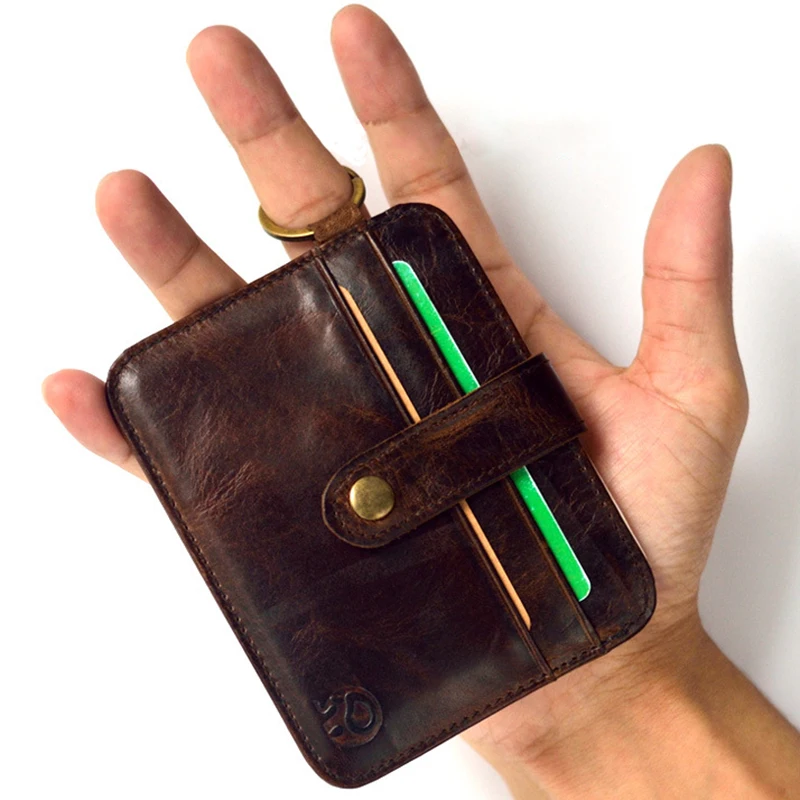 

Mini Wallets Hasp Small Purse 100% Real Leather Wallet Men Purses Male Clutch Women Crazy Horse Leather Vintage Style Thin