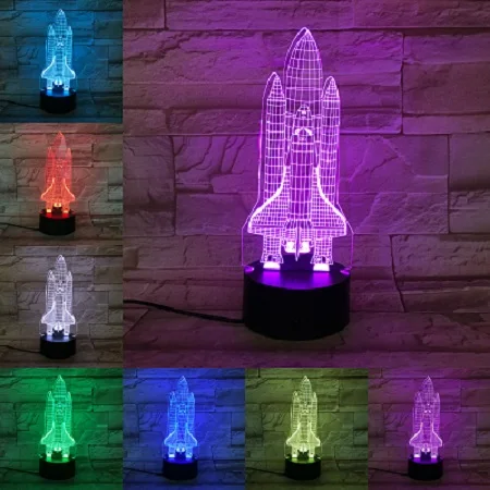 B VCity астронавт ракета 3D USB светодиодный ночник Иллюзия голограммы Оригинальная лампа подарок для детей друзей дома спальня спальный Декор - Испускаемый цвет: B
