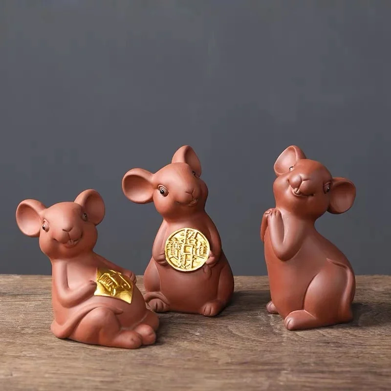 Фиолетовый Глиняный чай для домашних животных крыса Зодиак ремесло чайный