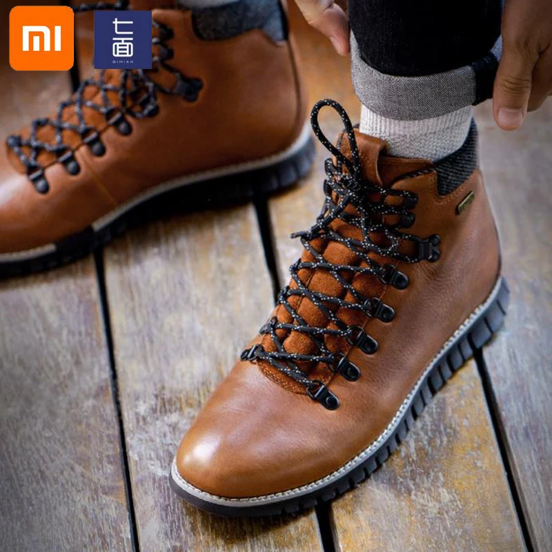 Мужские теплые легкие ботинки xiaomi первый слой из воловьей кожи спортивные