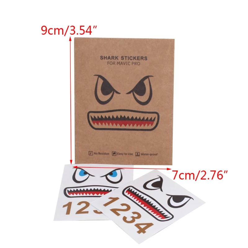 

Sticker Decals Skin Protective Shark Adhesive Art Decals Outdoor Waterproof Shockproof for D-JI Mavic Mini 2 Drone