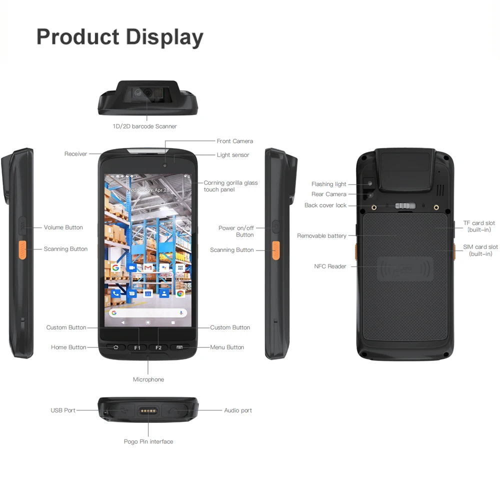 Дешевая Заводская цена Android 11 OS 4G 64G портативный терминал PDA 1D Honeywell 2D сканер