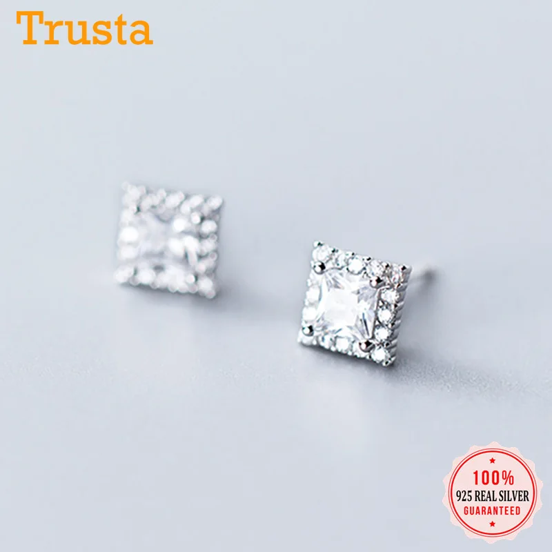 Женские минималистичные серьги-гвоздики Trustdavis из настоящего серебра 925 пробы с