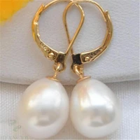 10 12mm white south sea pearl earrings with 18k hook gifts aaa teardrop beads party