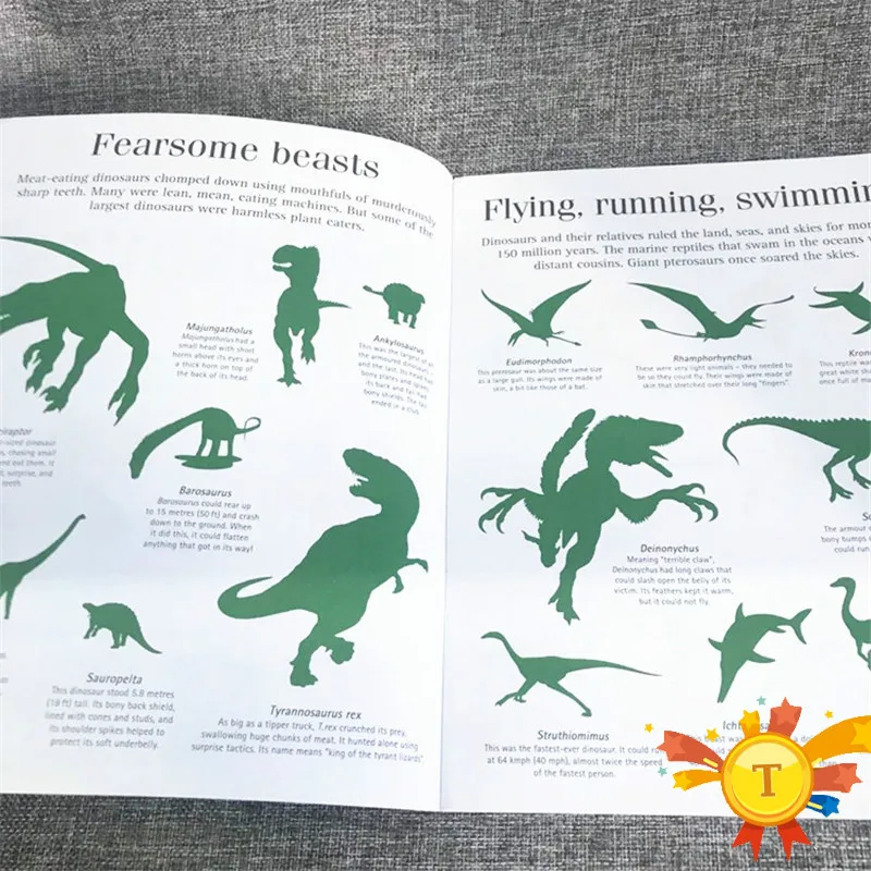 Книги с наклейками в виде динозавров для малышей книжка рассказами на английском