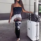 Женское облегающее платье KYKU, черное облегающее платье с 3D-принтом черепа в стиле панк, с перьями, летняя одежда