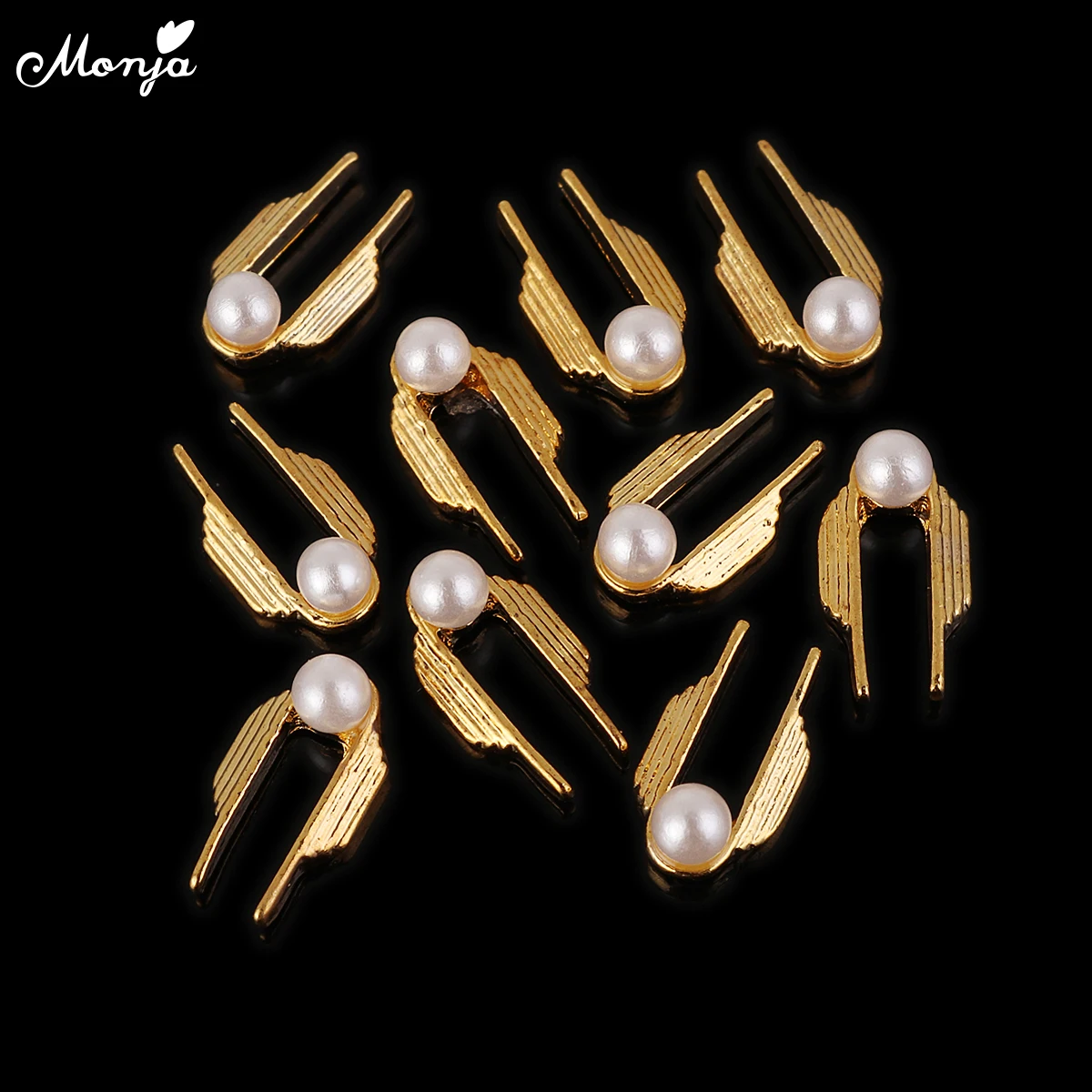 Monja 1 упаковка u-образный дизайн Металлизированное украшение для ногтей шпильки 3D