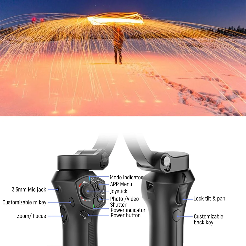 3 осевой ручной шарнирный стабилизатор для камеры слежения за лицом Активный