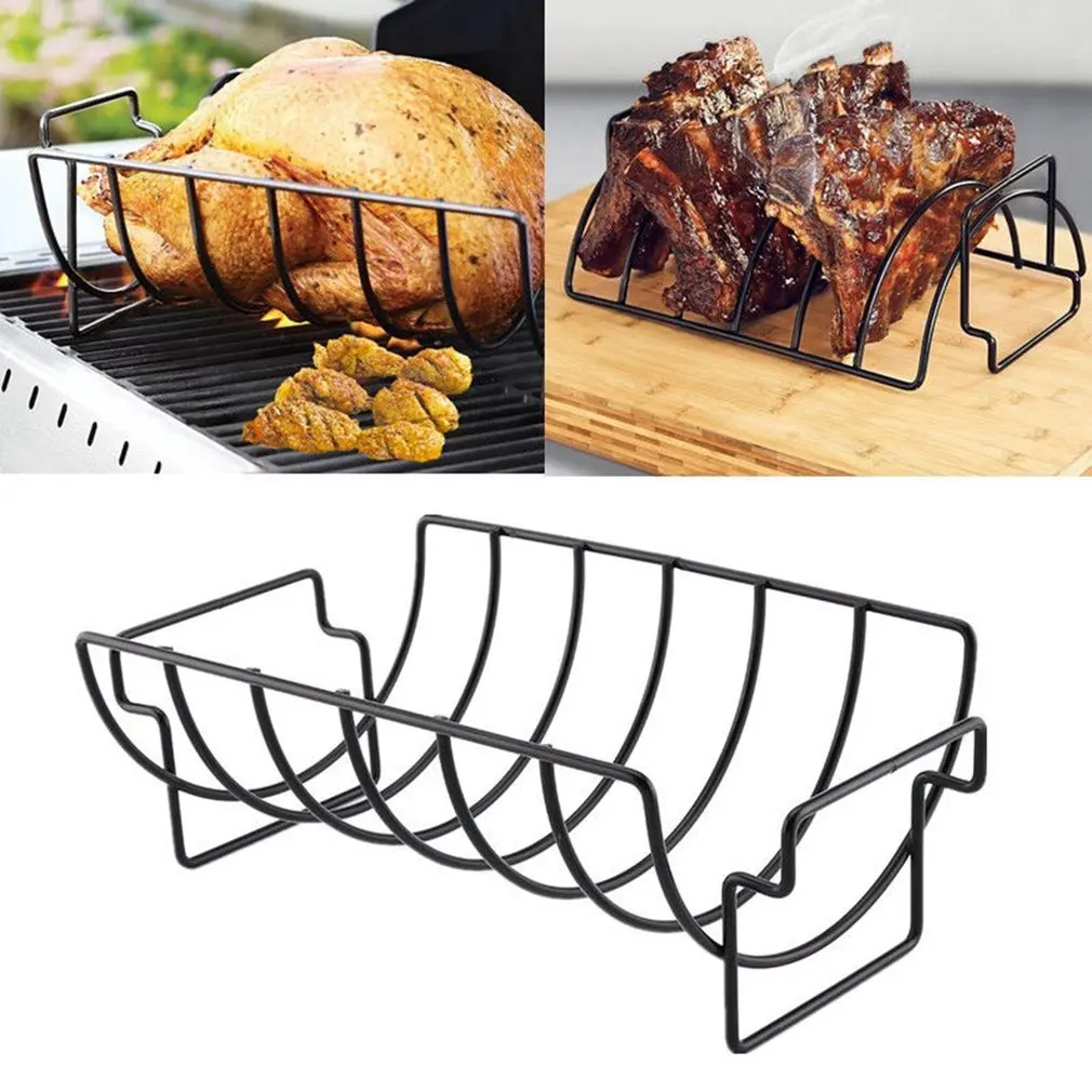 Home Restaurant Rib Rack Stand Non Stick Outdoor Grilling BBQ Chicken Beef Lamb Chop Ribs Roasting Steak Holder |