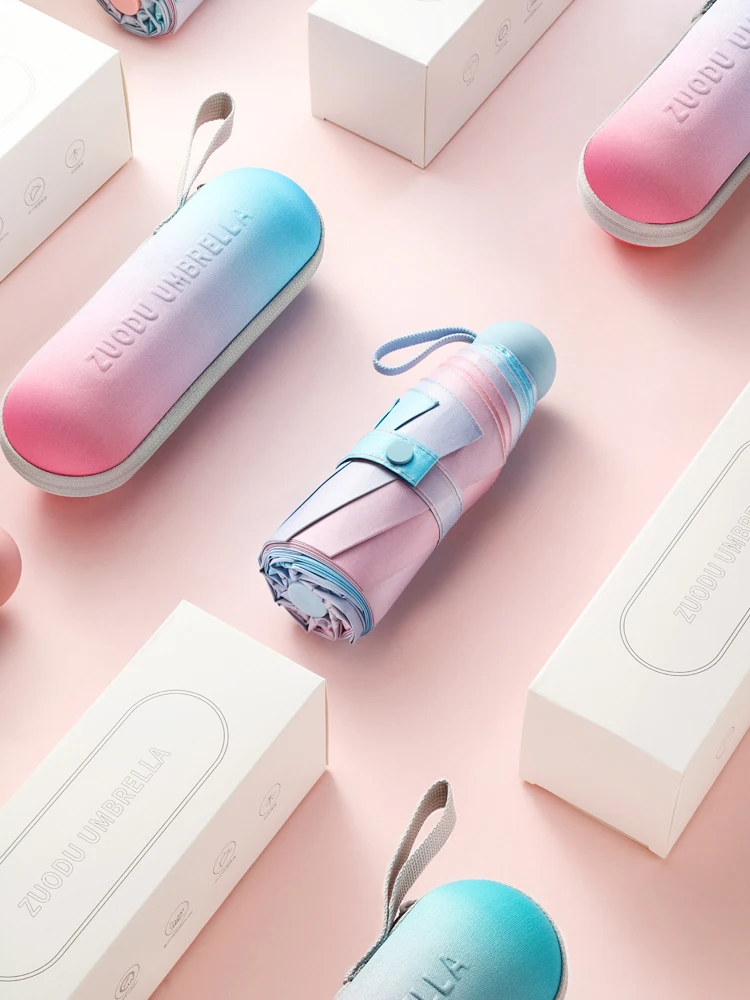 Зонт от солнца дождя двойного использования Женская защита ультралегкий