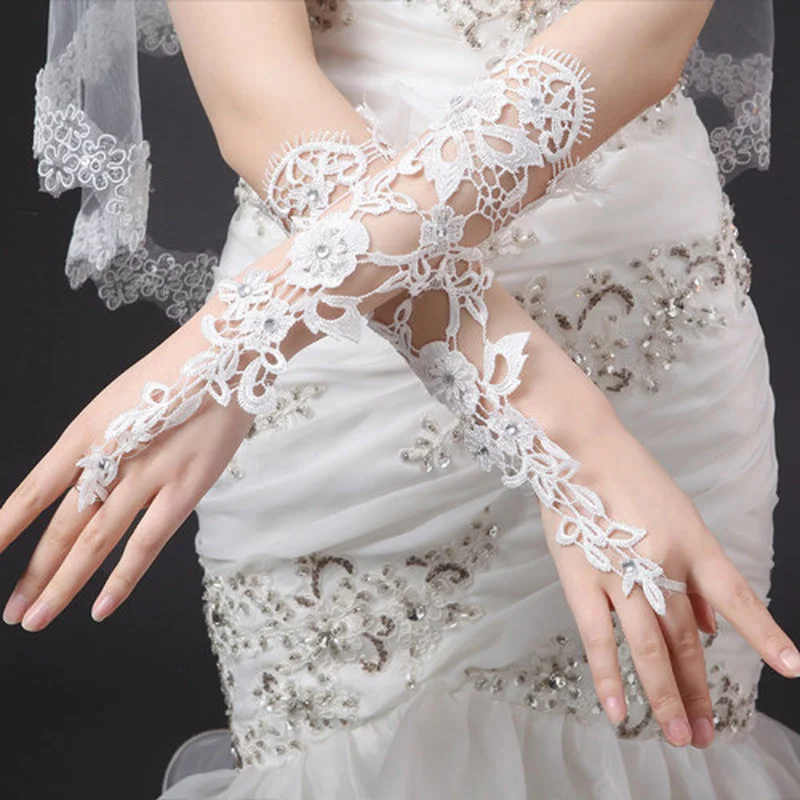 

Clearance Sale 1 Pair Sexy Lace Gloves Fingerless Fishnet Mesh Mittens for Female Ladies Wedding Party Lace Long Gloves Gifts