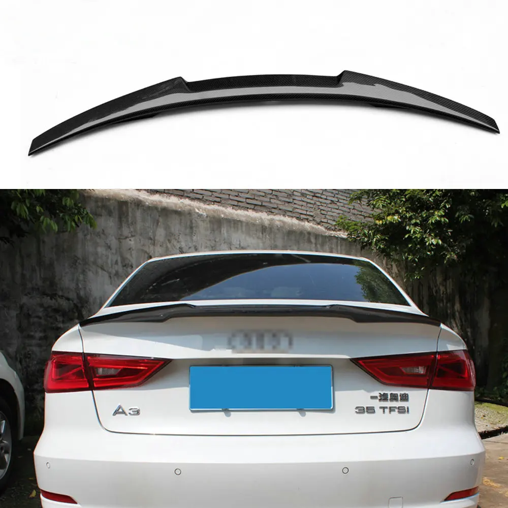 M4 Стиль Настоящее углеродное волокно спойлер на задний багажник крыло крышка