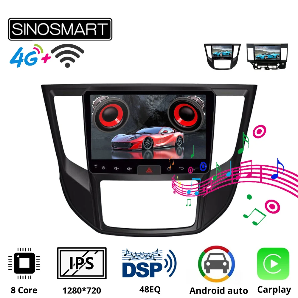 Sinosmart автомобильный радиоприемник с навигацией GPS для Mitsubishi Lancer /EX/Grand 2006 2019 2din 2.5D