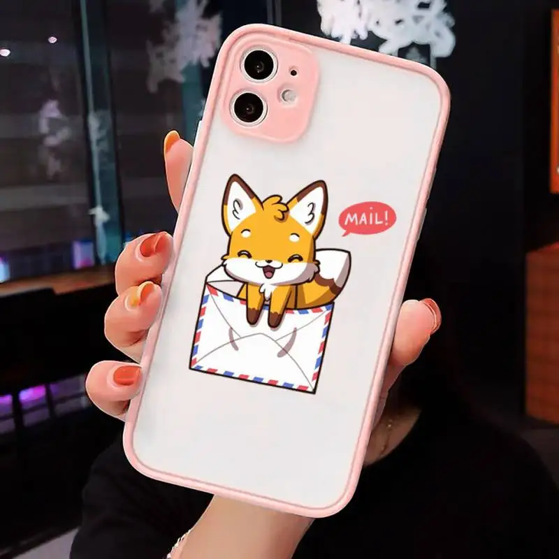 

Anime funny foxs lovely cute Phone Cases Matte Transparent for iPhone 7 8 11 12 s mini pro X XS XR MAX Plus cover funda