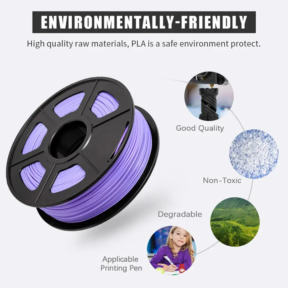 AW 3D PLA Filament 1.75MM Tolerance +/-0.02MM With Spool FDM 3D Printer and Printing Pen Material Bright Color 100% Zero Bubbles