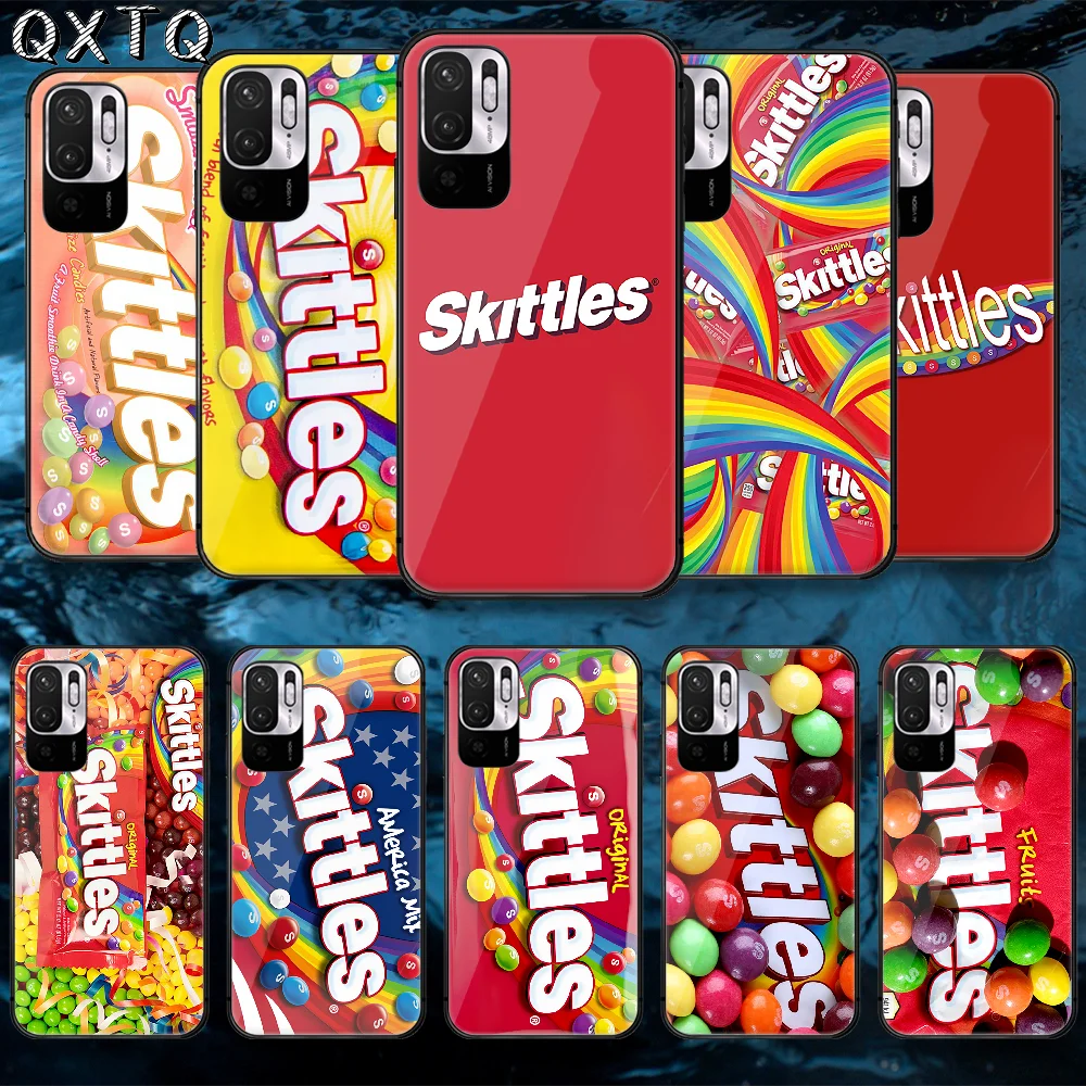 

QXTQ Skittles Sweet Candies Tempered Glass Phone Case Bag Cover For Xiaomi Redmi Note 7 8 9 10 A C T S Pro K 30 40 Pretty Trend