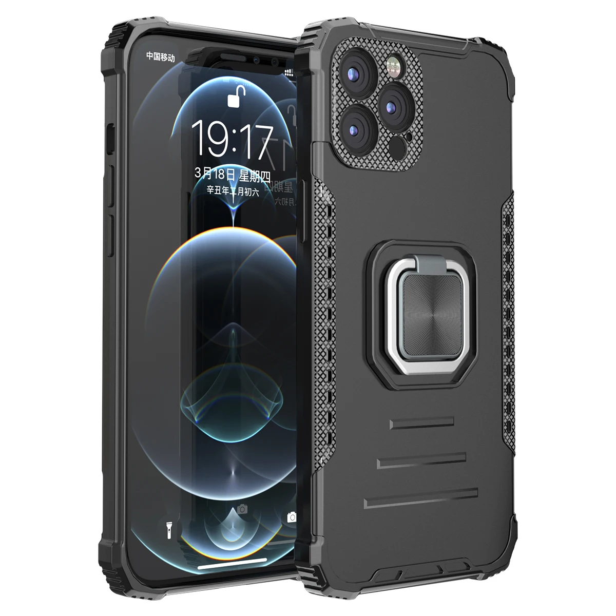 

Luxury Kickstand Phone Case For iPhone 11 Pro 12 Pro Max Shockproof Armor Finger Magnetic Ring Holder Cover Silicone Case