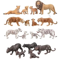 realistic wild animals lionwhite tigersleopardspanther figurines with cubs 2 5 safari animals model figures family set