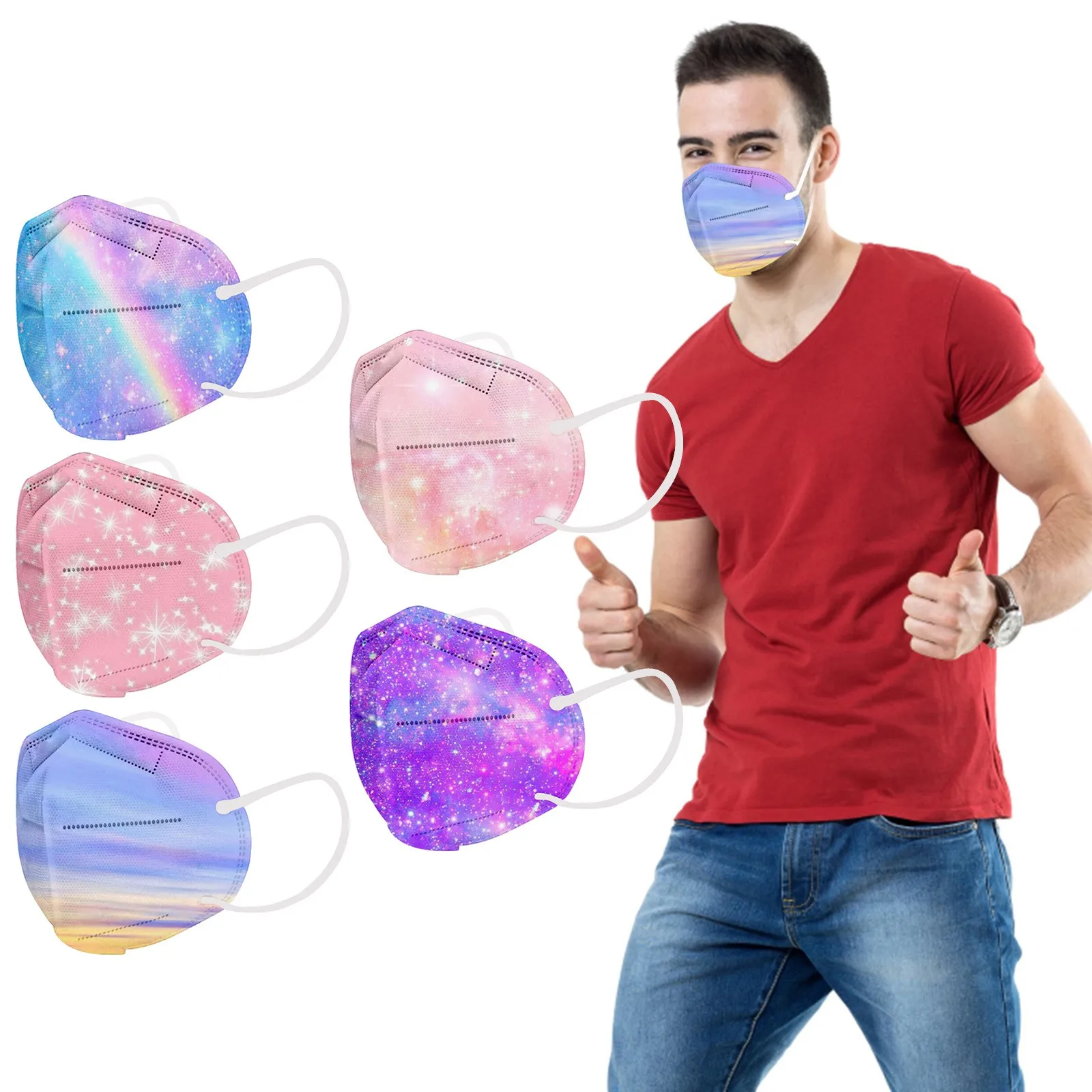 

50pcs Children Adult Reusable Face Mask 5-layer High-density Mask Pm2.5 Wind And Mist Pollution Protection Filter Party Mask