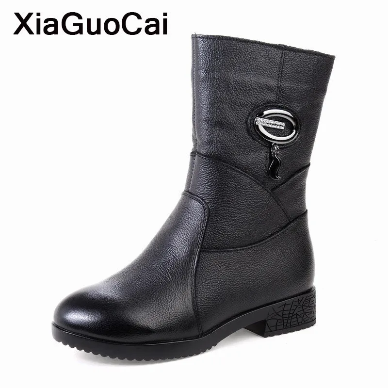 Осенне зимние женские ботинки теплые с мехом до середины икры Женская обувь из