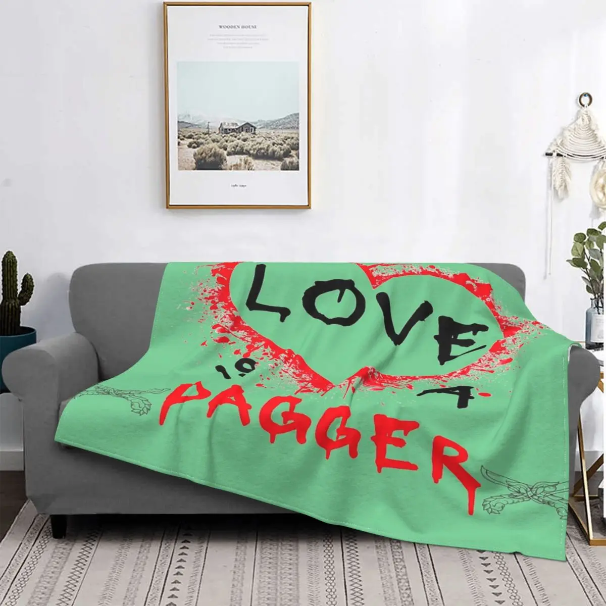 

Manta con diseño divertido de Love Is A Dagger, colcha para cama A cuadros, fundas para cama, mantas A cuadros en el sofá