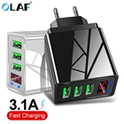 Настенное зарядное устройство для iPhone 6, Samsung S9, Xiaomi, LG со светодиодным дисплеем, 3 USB-порта, мобильный телефон А