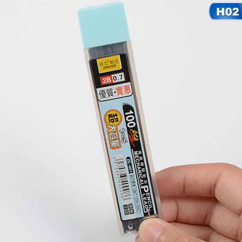 100 шт./кор. графитовый свинец 2B грифель для механического карандаша пластик