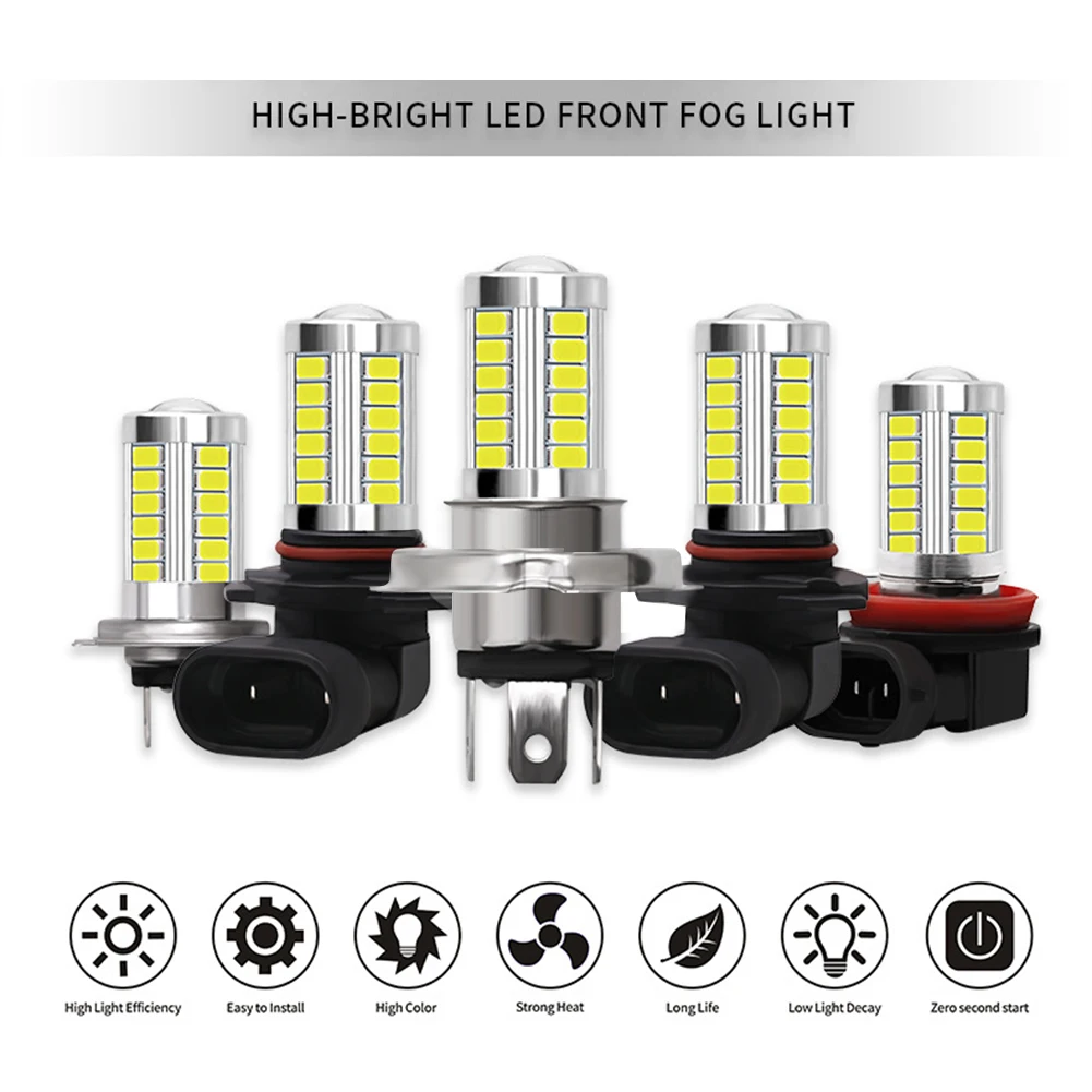 

2PCS H4 H7 9005 9006 H8 H11 LED Bulb 33SMD LED Car Headlight Bulb Daytime Running Light White Motorcycle Fog Lamp Car Acessories