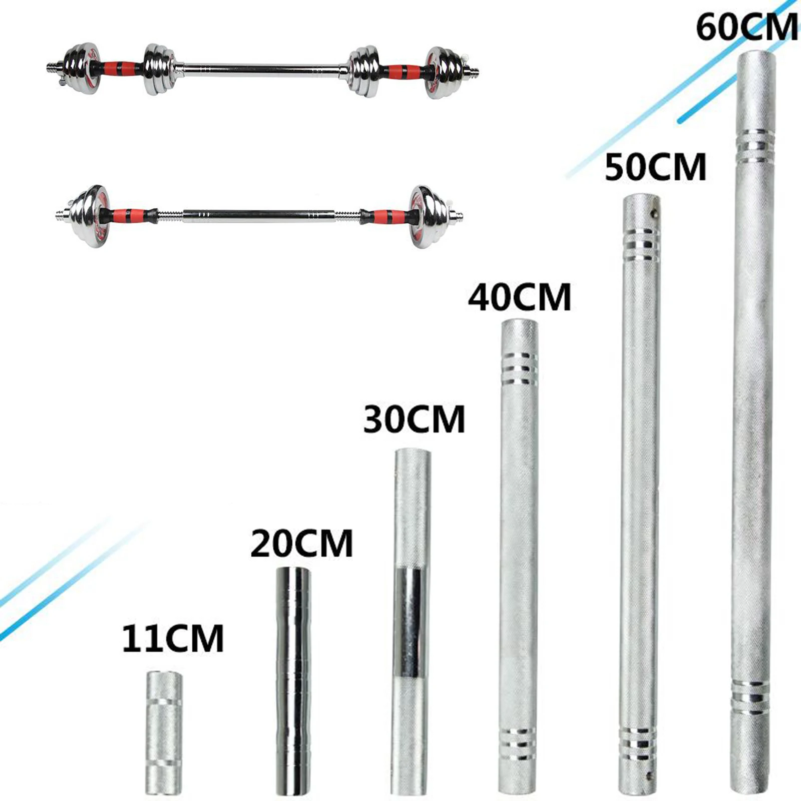 Standard Dumbbell Connecting Rod 20/30/40cm Threaded Bar Extender with Key and Adjusting Screws Solid Barbell Handle |