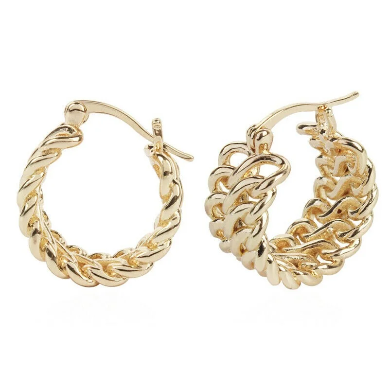 

Women Jewelry Creative Design Metal Gold Twist Hoop Earrings Birthday Gift