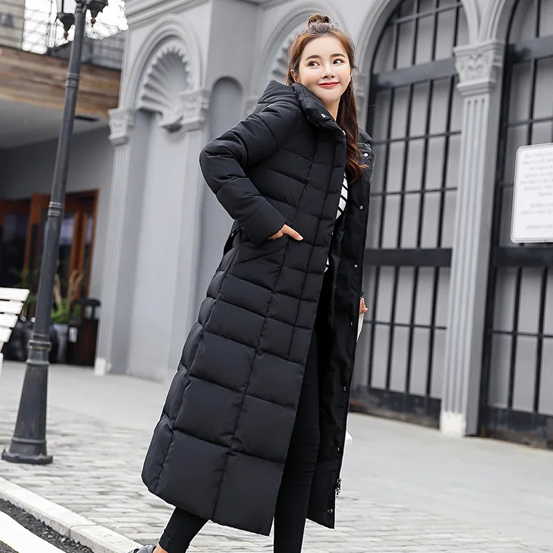 

Hot Sale Long Winter cotton-padded Clothes New over-the-knee Down Thick cotton-padded Female Heavy Hair Collar Slim Jacket