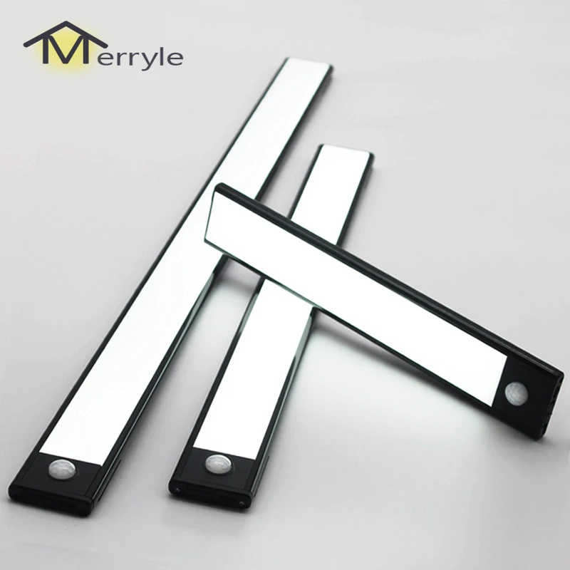 

2pcs Ultra-thin PIR LED Under Cabinet Closet Light USB Recharge Motion Sensor Home Wall Lamps for Kitchen Wardrobe Stairs Toilet